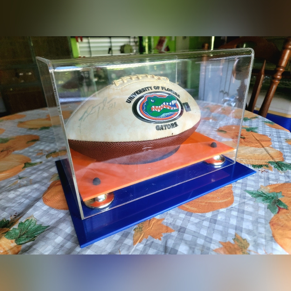 Fred Taylor Florida Gators Signed Autographed Football In Acrylic Display Case
